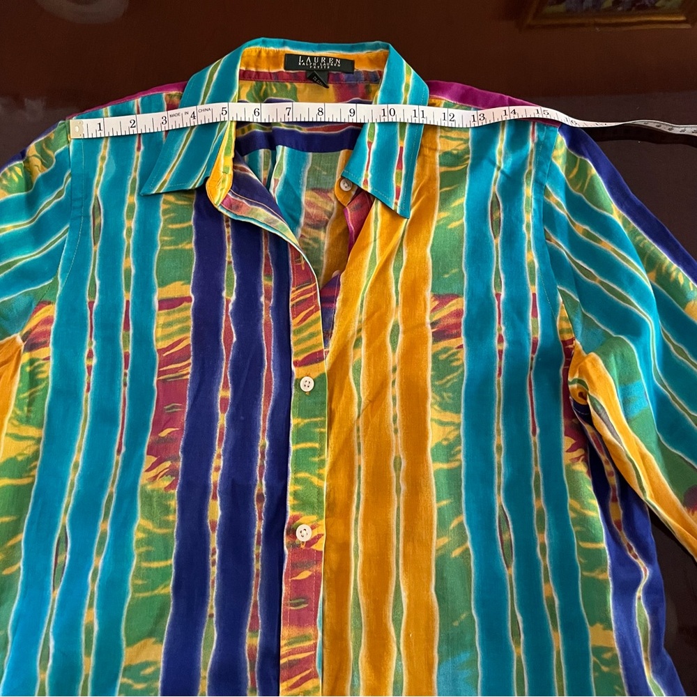 Lauren Ralph Lauren women’s multi colored blouse shirt Size PL - Picture 8 of 9
